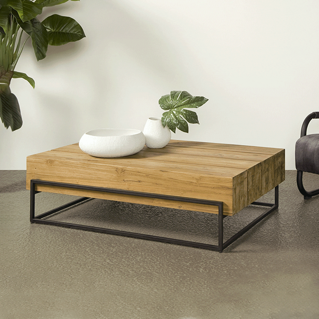 Tower Living Salontafel Massa Teak – Stijlvolle, Duurzame Bruine Tafel voor de Moderne Woonkamer