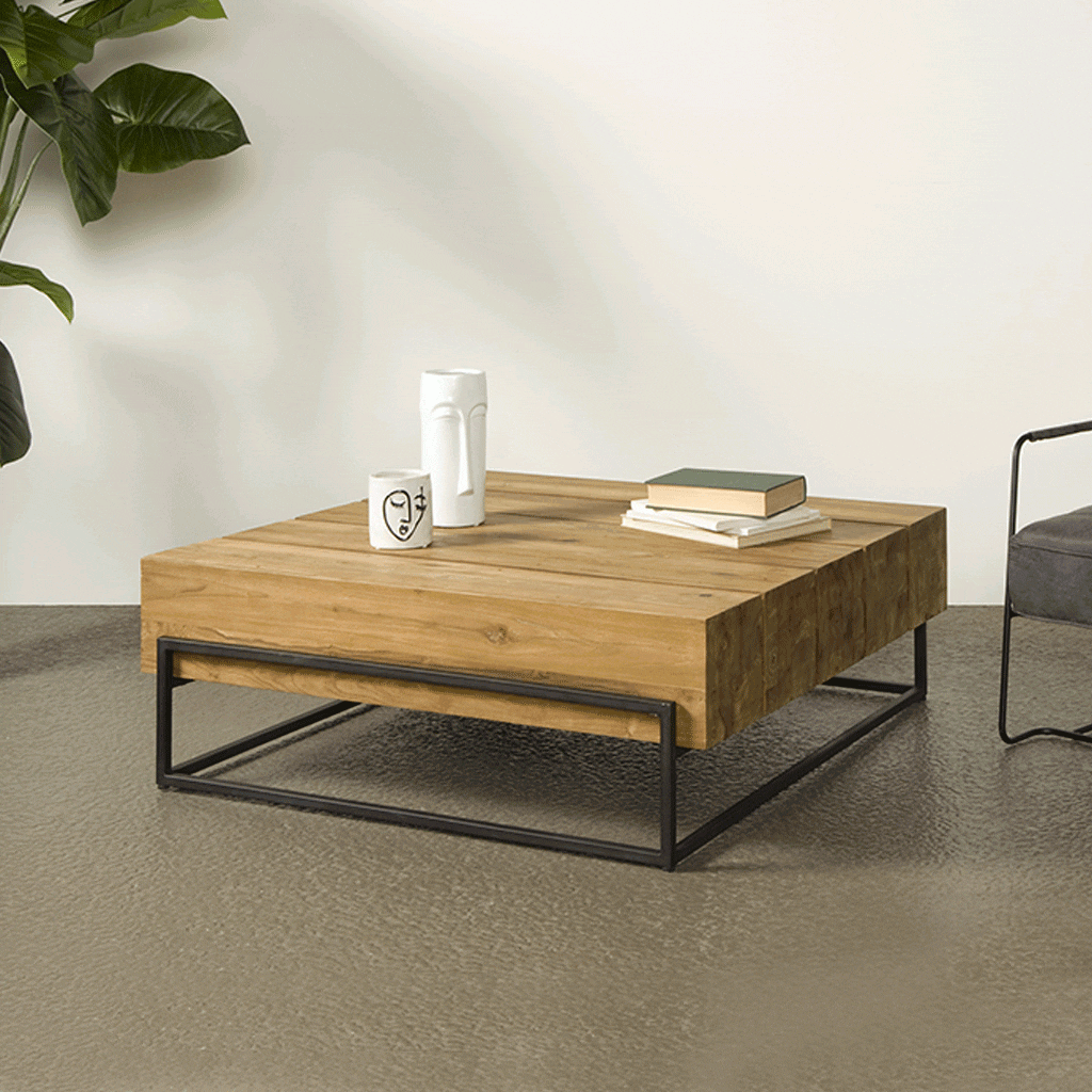 Tower Living Salontafel Massa Teak – Vierkante bruine tafel 108 × 108 cm