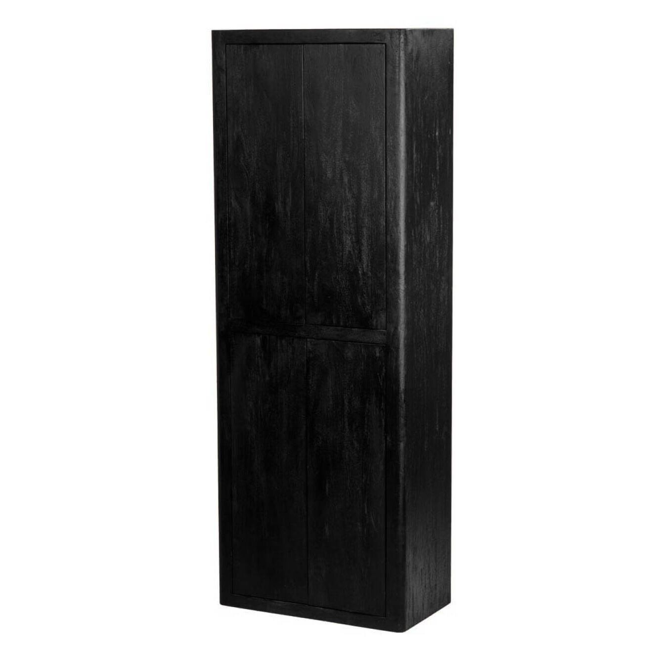Tower Living Wandkast Tenna – Massief Mangohout in Zwart, 220 × 80 cm