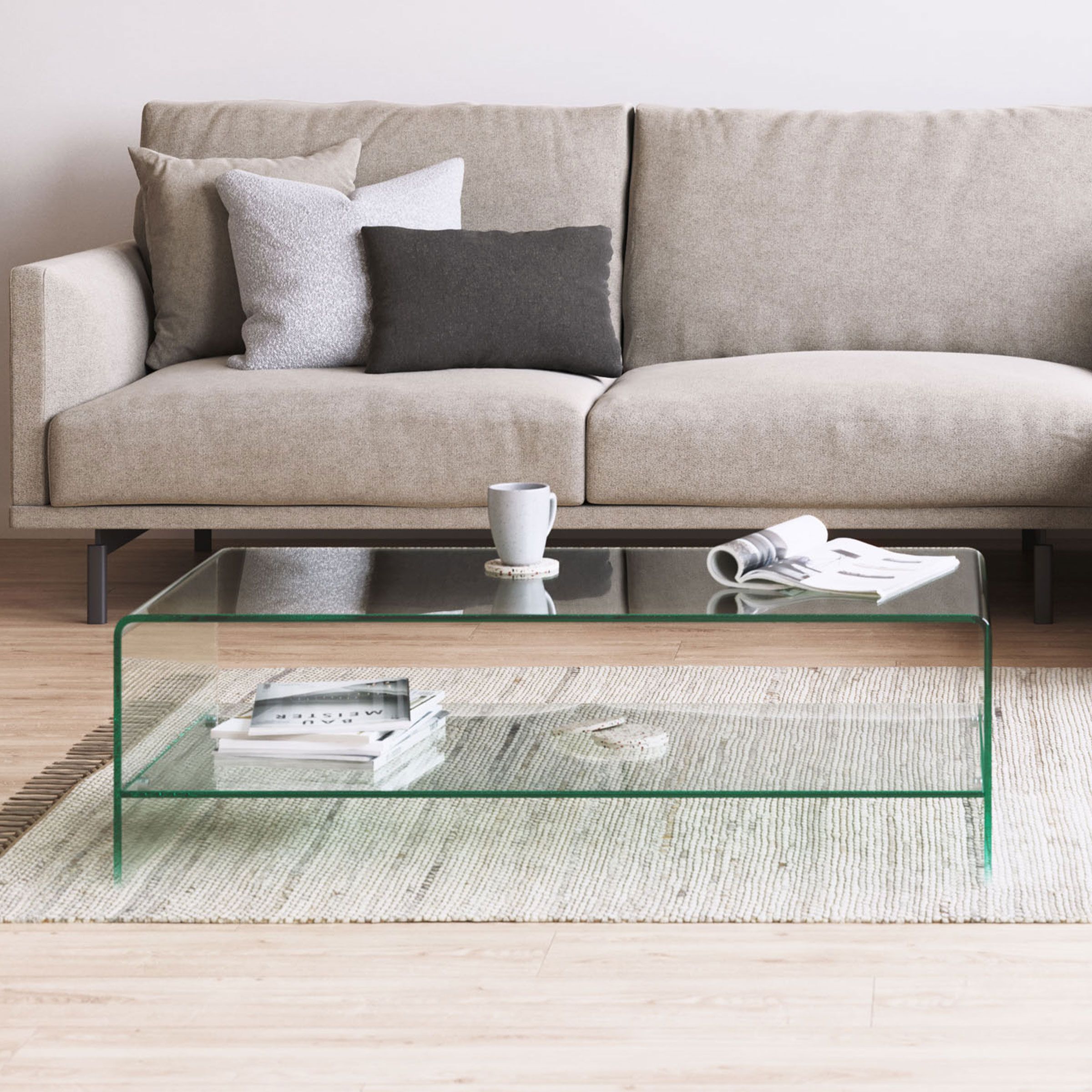 Transparante Glazen Salontafel Burano van Kave Home – Minimalistisch Design met Onderplank