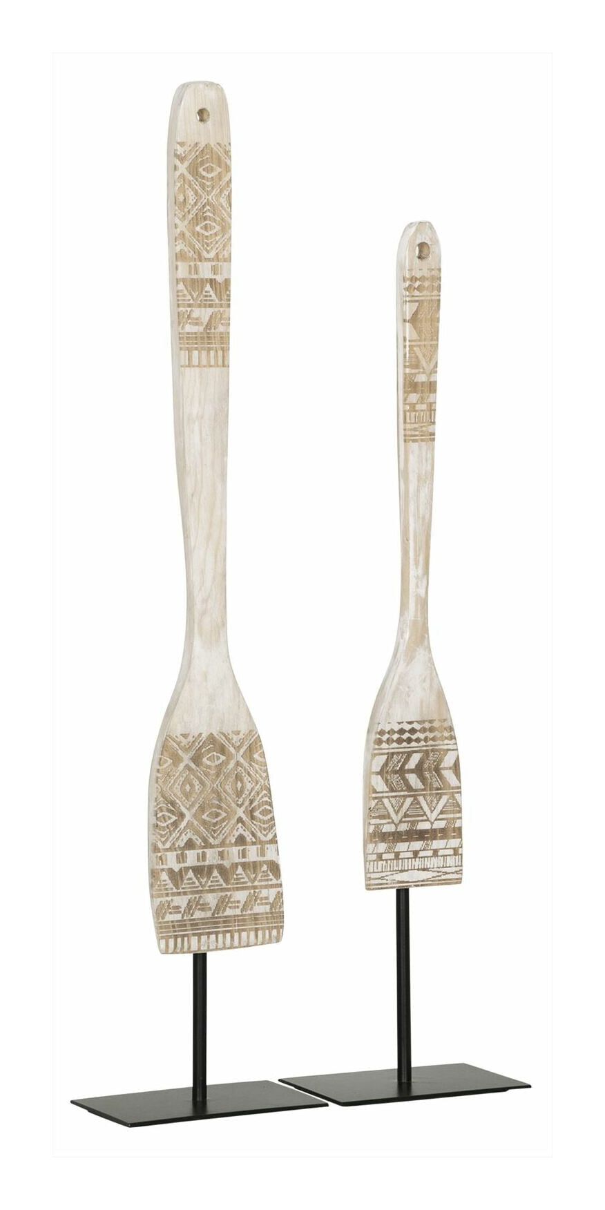 Tribal Spoon Set van MUST Living – Handgemaakte Teakdecoratie in Wit