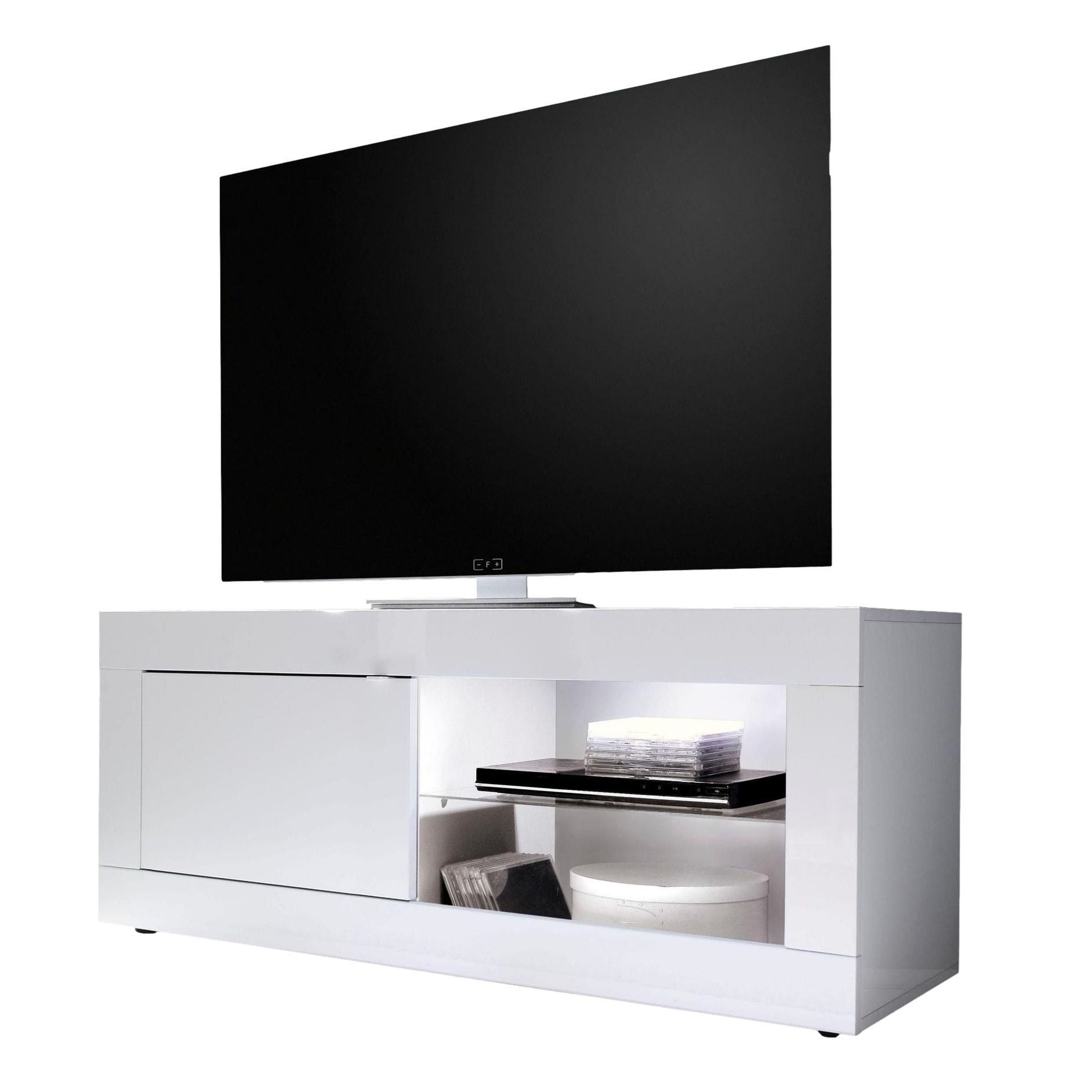 Tv‑meubel Basic 140 cm – Hoogglans wit, strak en functioneel