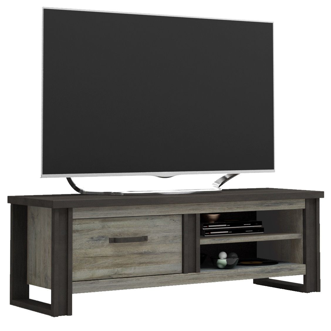 Tv‑meubel Baxter 169 cm in grijs eiken & antraciet – robuust en stijlvol