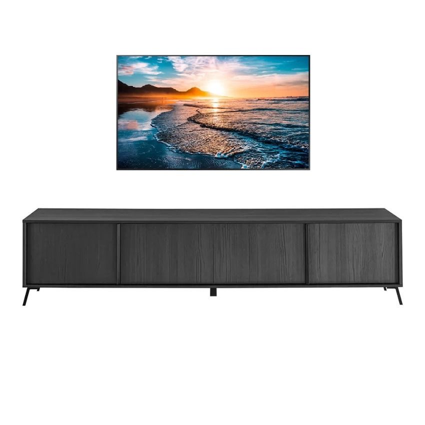 Tv‑meubel Steel 205 cm – Modern zwart design met royale opbergruimte