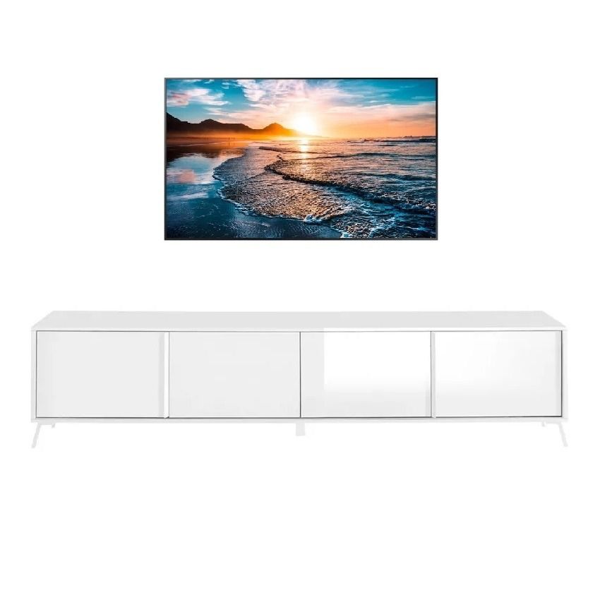 Tv‑meubel Steel 205 cm – Strak, wit en ruim met 4 deuren