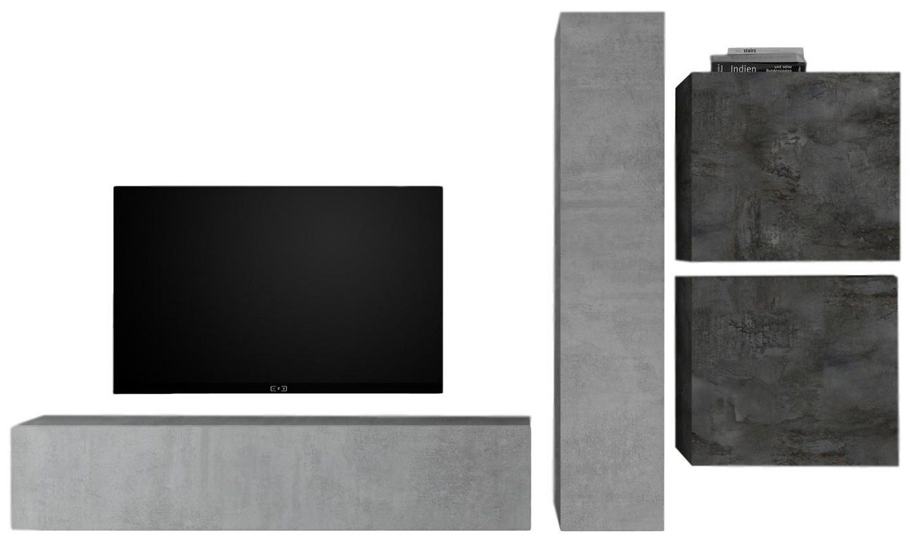 TV‑wandmeubel Hodor – stijlvol grijs beton met soft‑close