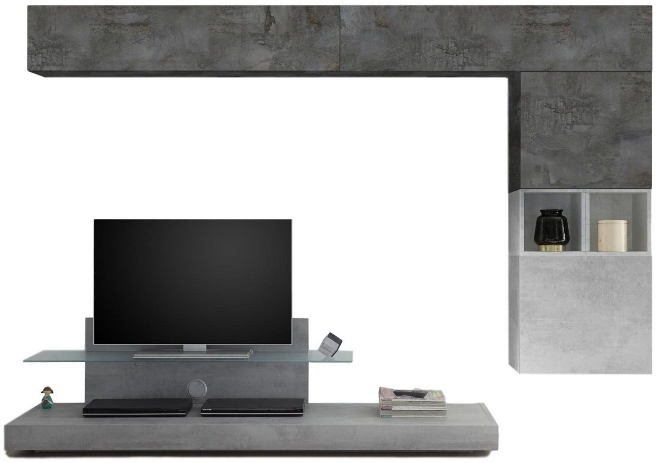 TV-wandmeubel set Chanel in grijs beton – modern, functioneel en stijlvol