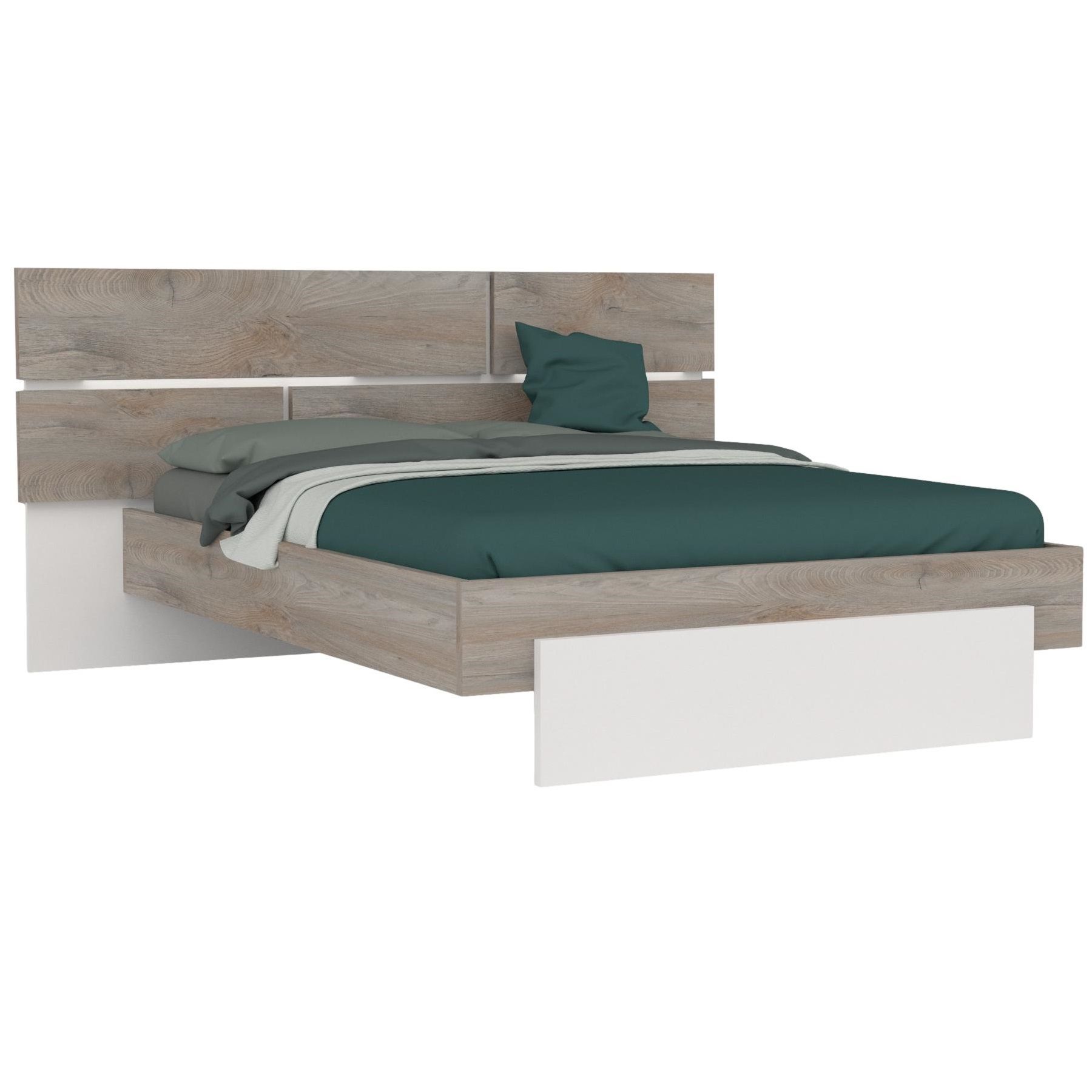 Tweepersoonsbed Prado 160×200 cm – Endgrain eiken met mat wit