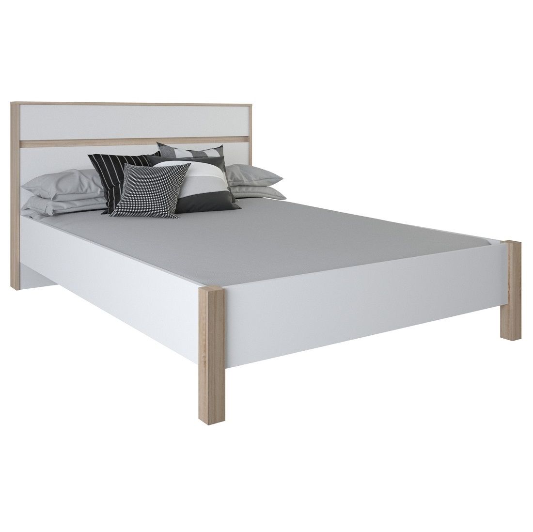 Tweepersoonsbed Selena 140×190 cm – Elegant eiken met wit