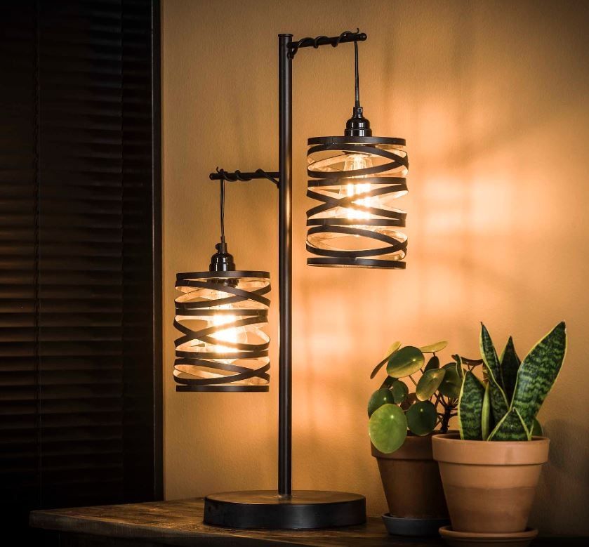 Twister Tafellamp 70 cm – Moderne Slategrijze Metalen Lamp