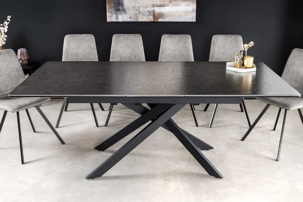 Uitschuifbare eettafel ALPINE 160–200 cm – stijlvol antraciet van keramiek en staal