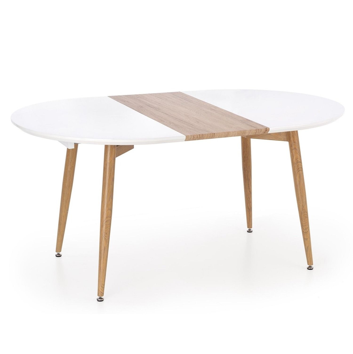Uitschuifbare eettafel Caliber – Strak mat wit met warme Sanremo eiken