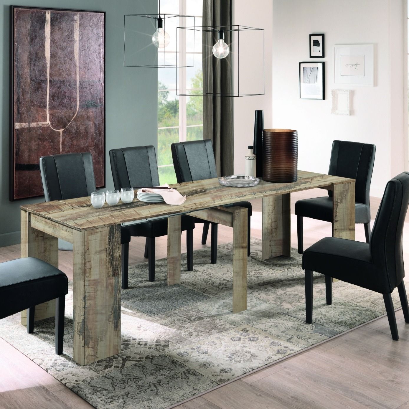 Uitschuifbare eettafel Console in oud eiken – Flexibel en stijlvol voor elke ruimte