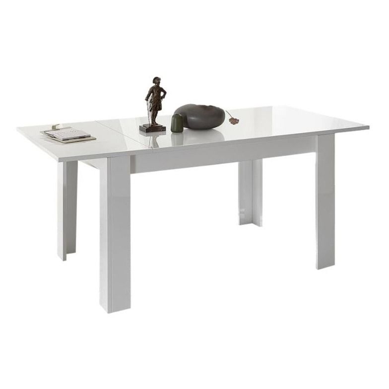 Uitschuifbare eettafel Dama – Hoogglans wit, 137–185 cm