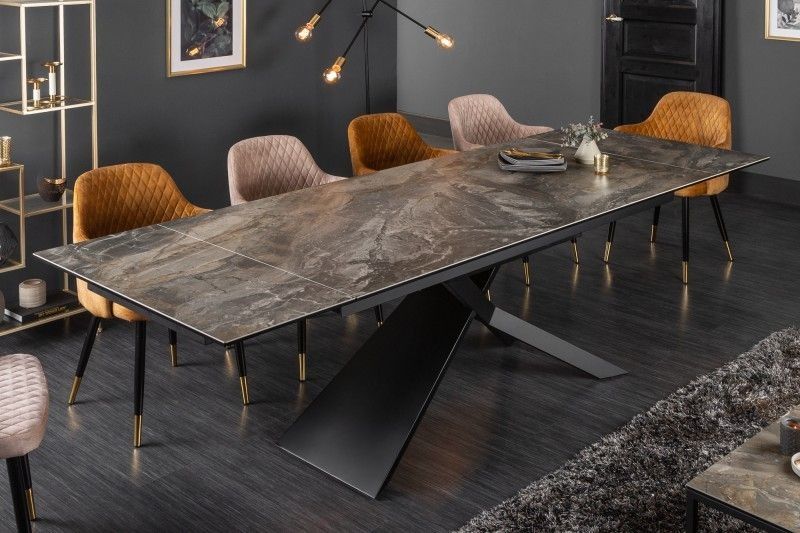 Uitschuifbare eettafel EUPHORIA – stijlvol keramisch blad in taupe‑antraciet, 180‑260 cm – Italiaans design