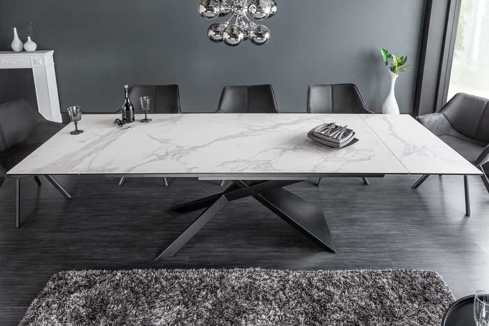 Uitschuifbare eettafel EUPHORIA – stijlvolle marmerlook van 180 tot 260 cm