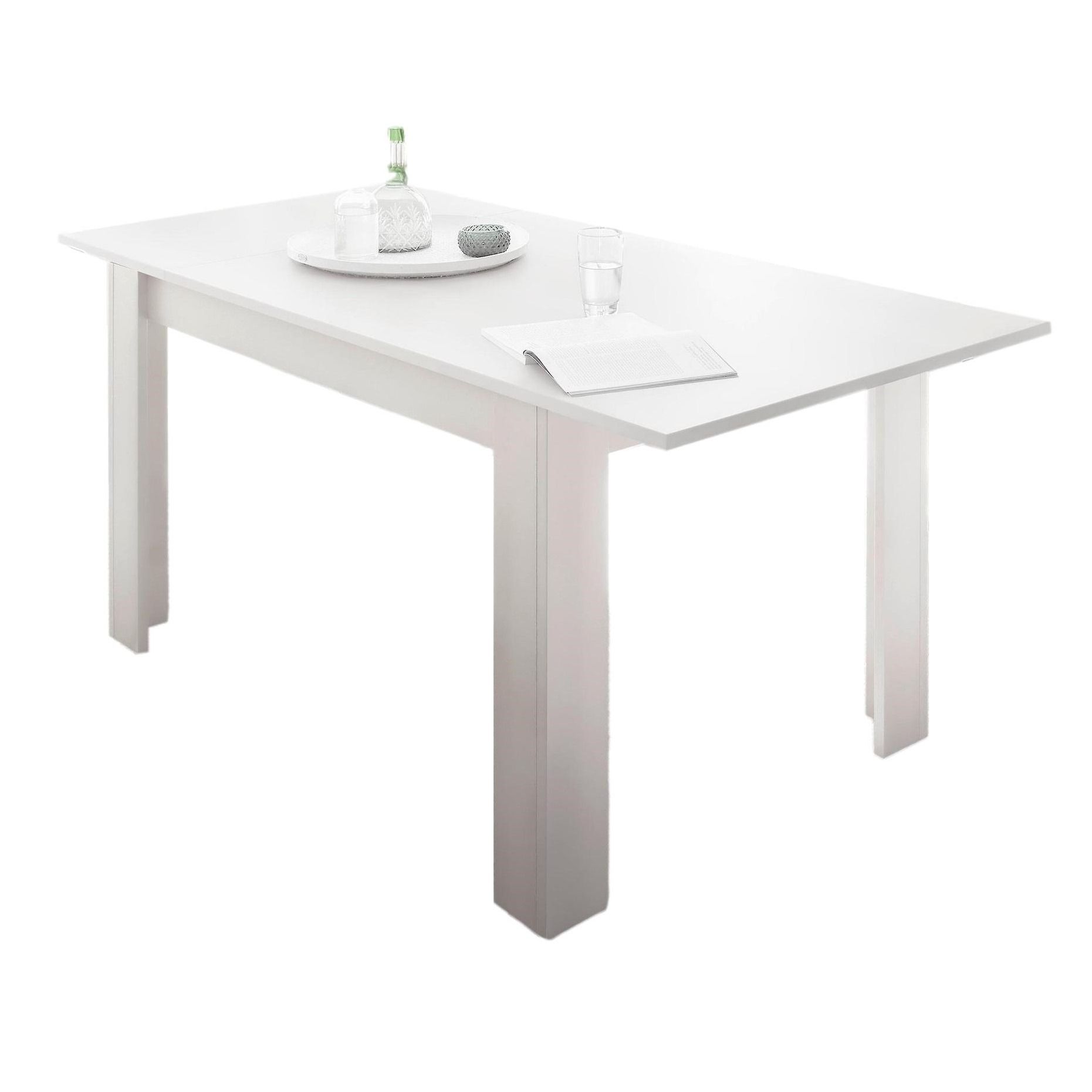 Uitschuifbare eettafel Firenze – modern wit, 137‑185 cm