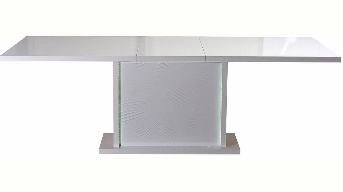 Uitschuifbare eettafel Karma – Hoogglans wit met geïntegreerde LED‑verlichting