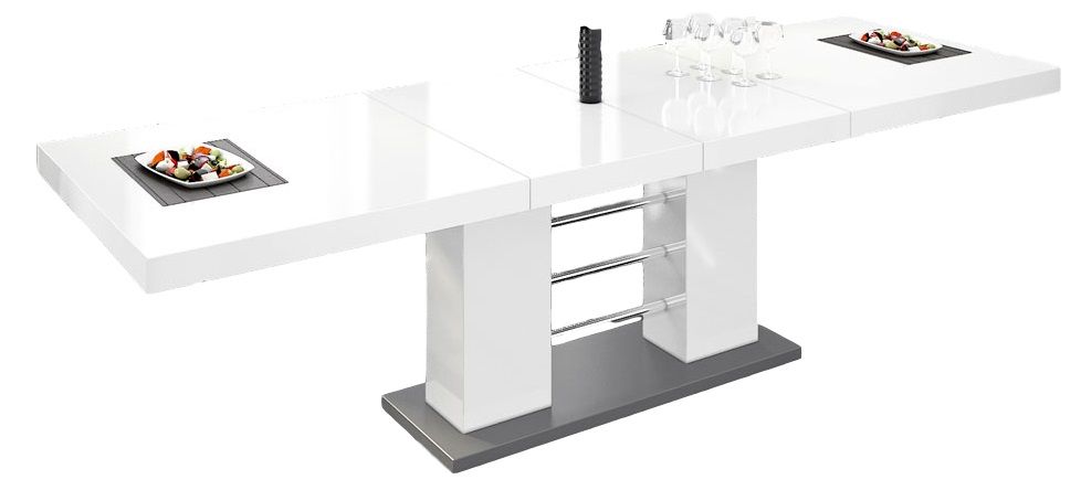 Uitschuifbare eettafel Linosa – van 160 cm tot 260 cm in hoogglans wit