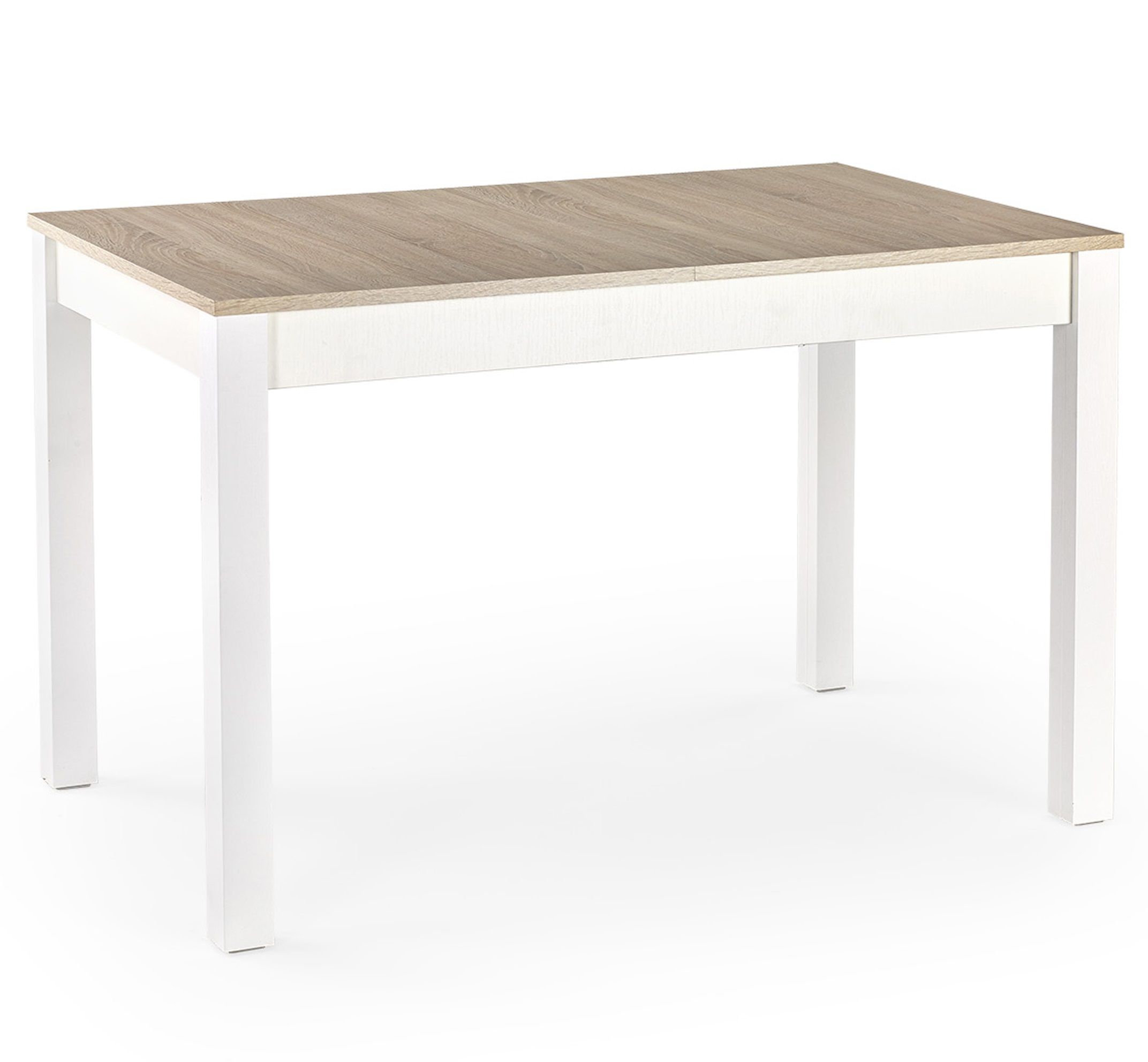 Uitschuifbare eettafel Maurycy – elegant eikenblad met witte poten, 118‑158 cm