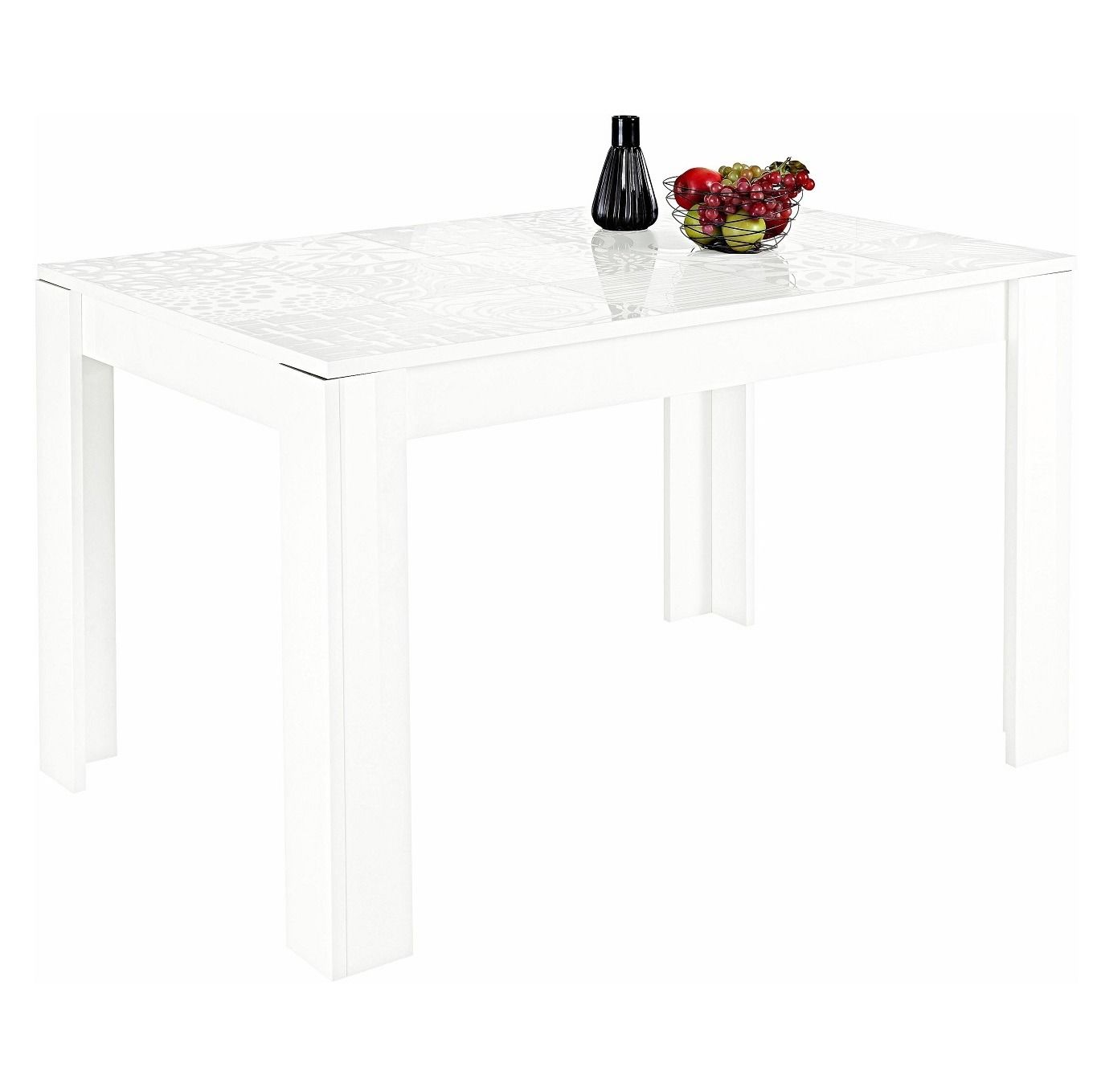 Uitschuifbare eettafel Miro – modern design in hoogglans wit, tot 185 cm breed