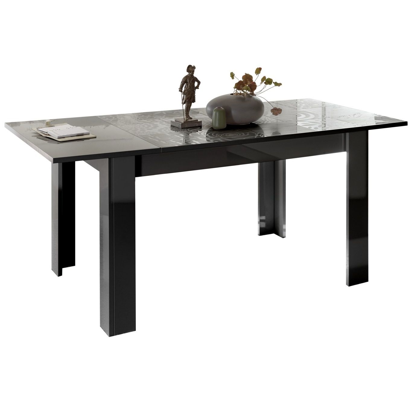 Uitschuifbare eettafel Miro – modern, hoogglans grijs, van 137 tot 185 cm