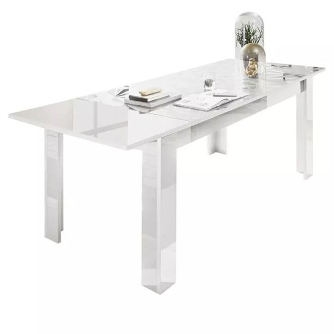 Uitschuifbare eettafel Prisma – Modern design in hoogglans wit van 137 cm tot 185 cm