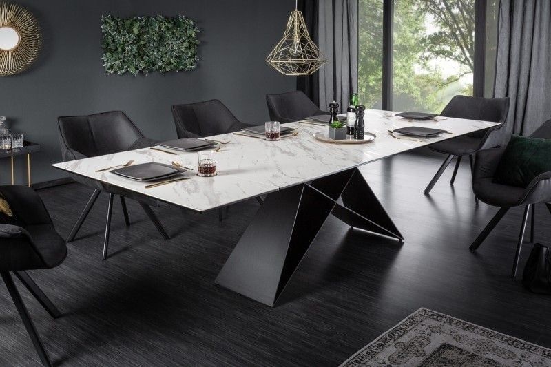 Uitschuifbare eettafel PROMETHEUS – Wit marmer, 180‑260 cm, Italiaans design | Invicta Interior