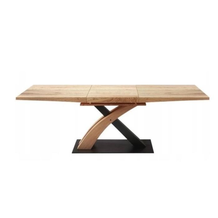Uitschuifbare eettafel Sandor – 160 cm tot 220 cm in goud eiken met zwarte accenten