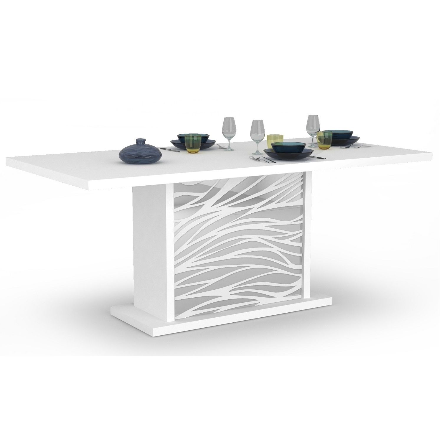 Uitschuifbare eettafel Spirit – Hoogglans wit, tot 225 cm breed