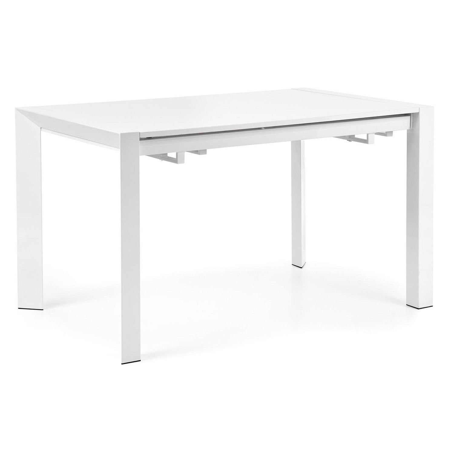Uitschuifbare eettafel Stanford – strak wit, verstelbaar van 130 cm tot 250 cm