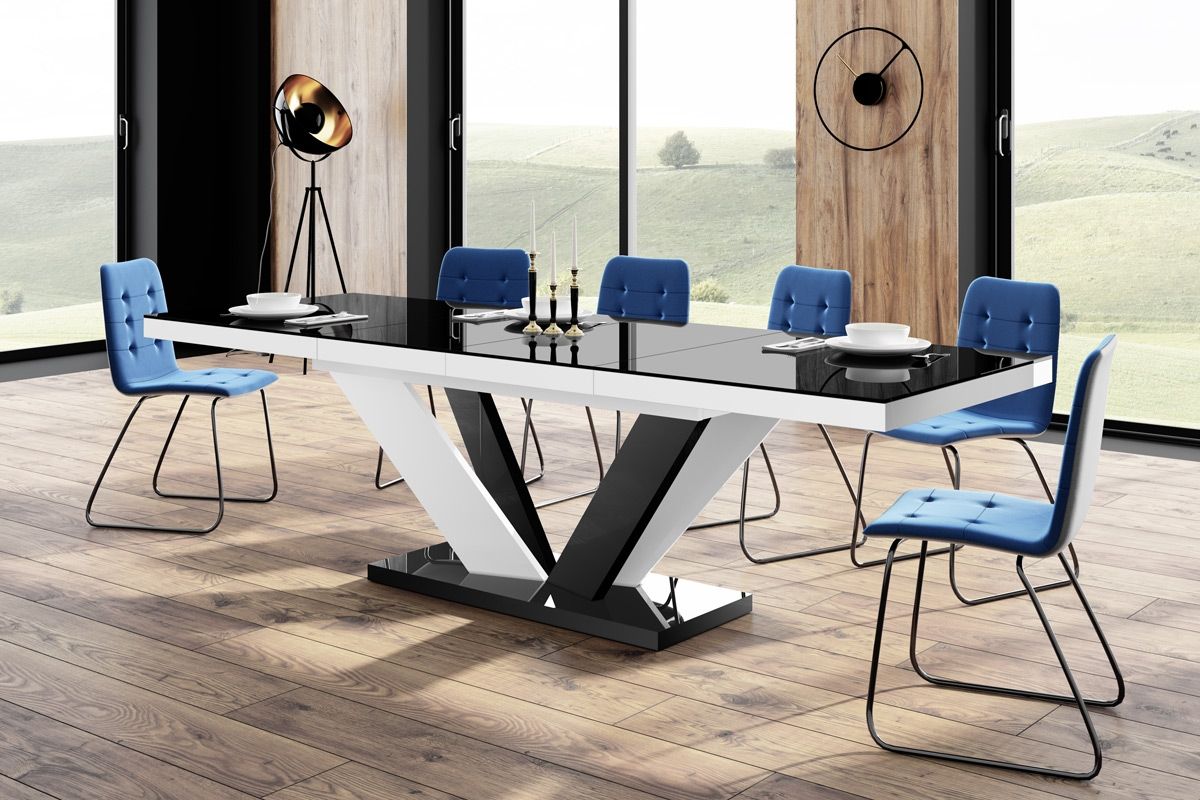 Uitschuifbare eettafel Viva 2 – Strak zwart‑wit design voor elk huis