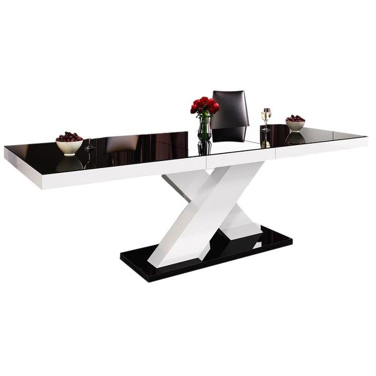 Uitschuifbare eettafel Xenon – modern design in hoogglans zwart‑wit, verlengbaar tot 210 cm