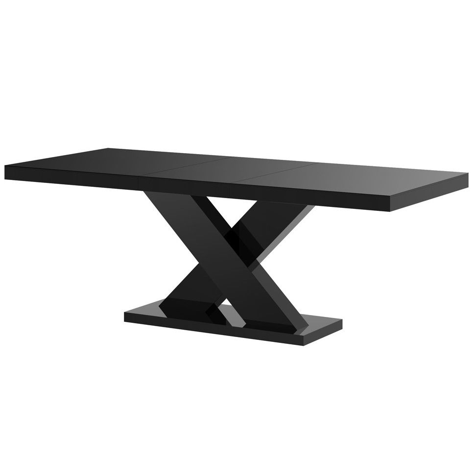 Uitschuifbare eettafel Xenon – Modern hoogglans zwart, 160‑210 cm