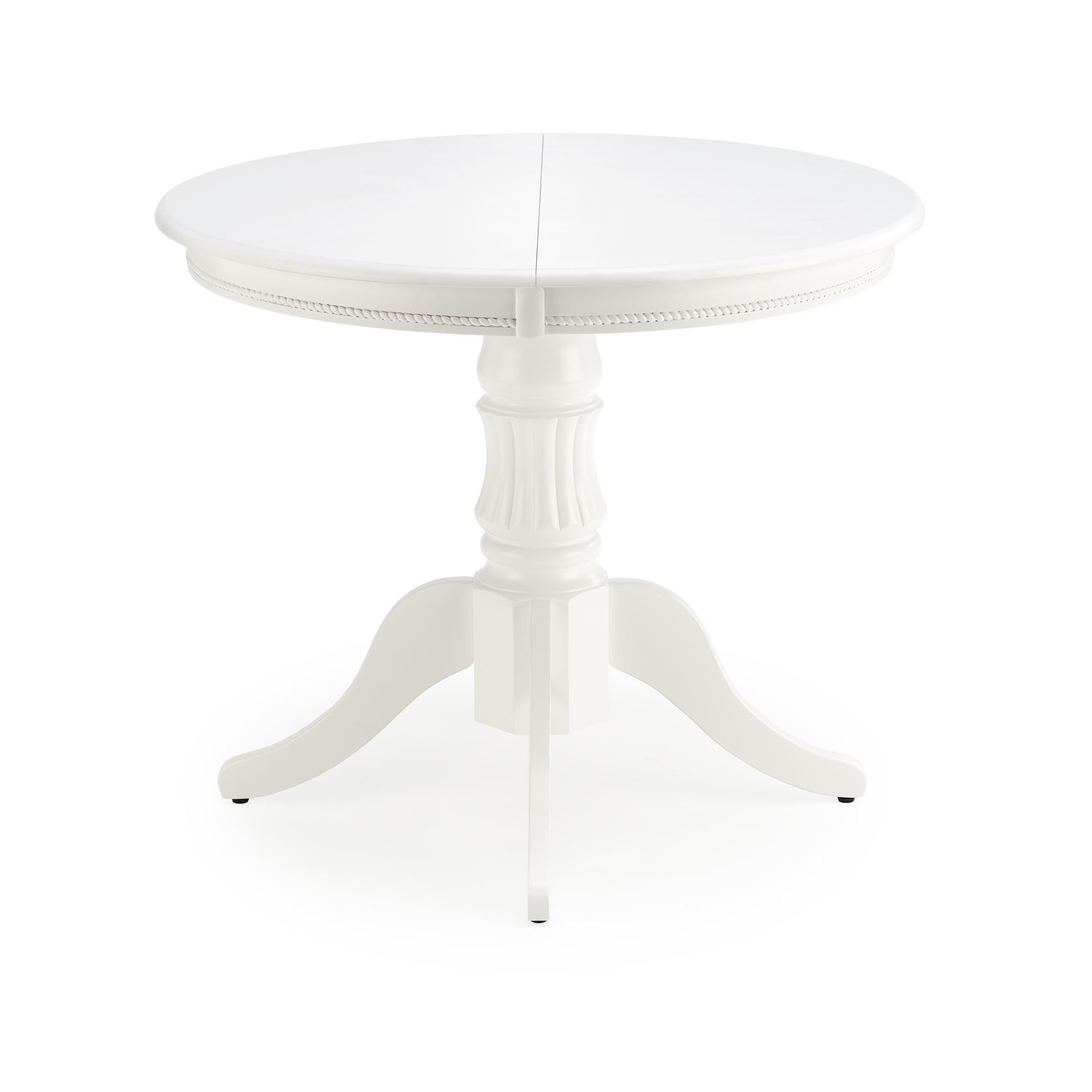 Uitschuifbare ronde eettafel William – stijlvol wit, 90‑124 cm