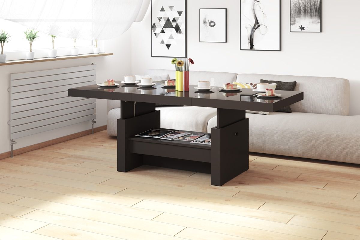 Uitschuifbare Salontafel Aversa – Hoogglans Bruin, 120‑170 cm
