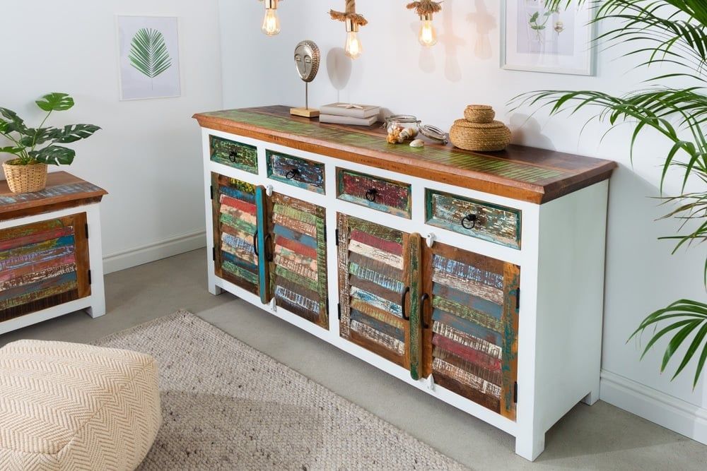 Uniek dressoir Jakarta – 160 cm mangowit van gerecycled massief hout