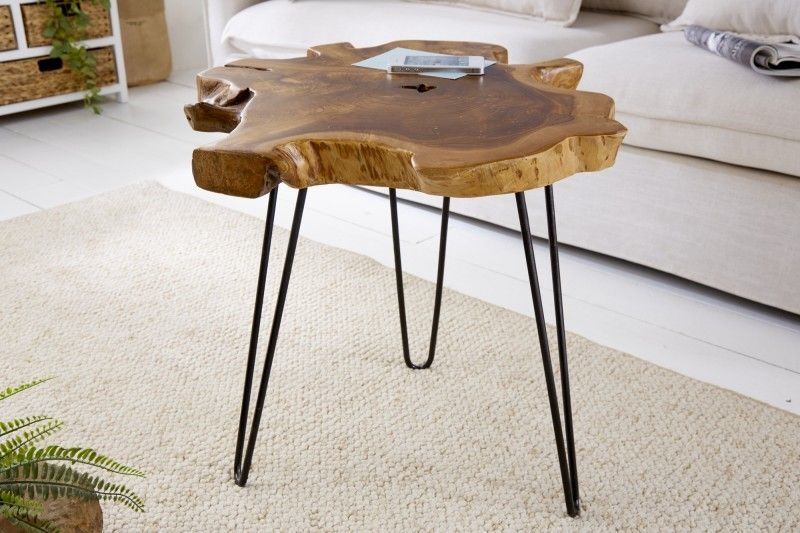 Unieke teakhouten bijzettafel WILD 50 cm – natuurlijke charme voor elke woonkamer