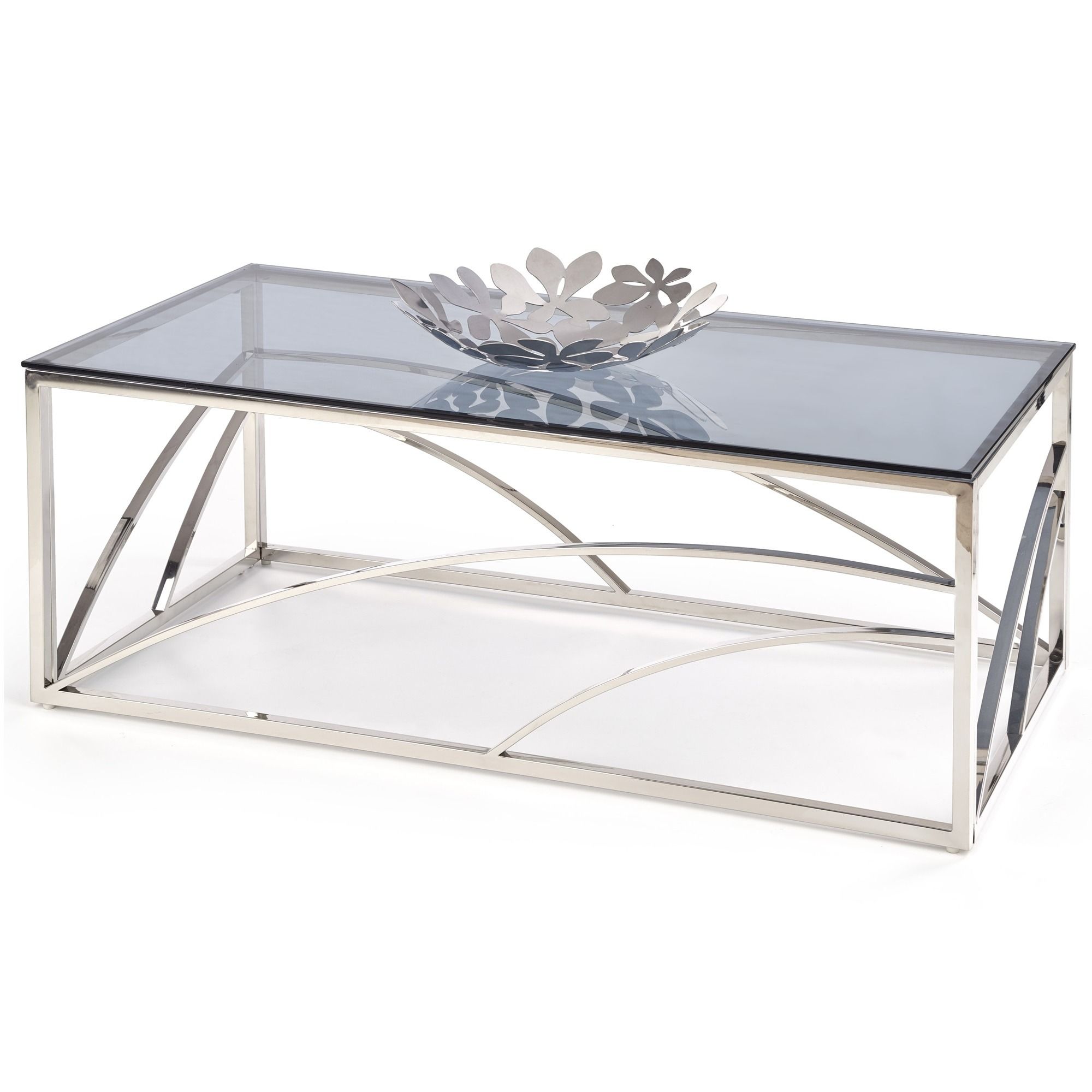 Universe rechthoekige salontafel 120 × 60 cm – rookglas op chroomframe