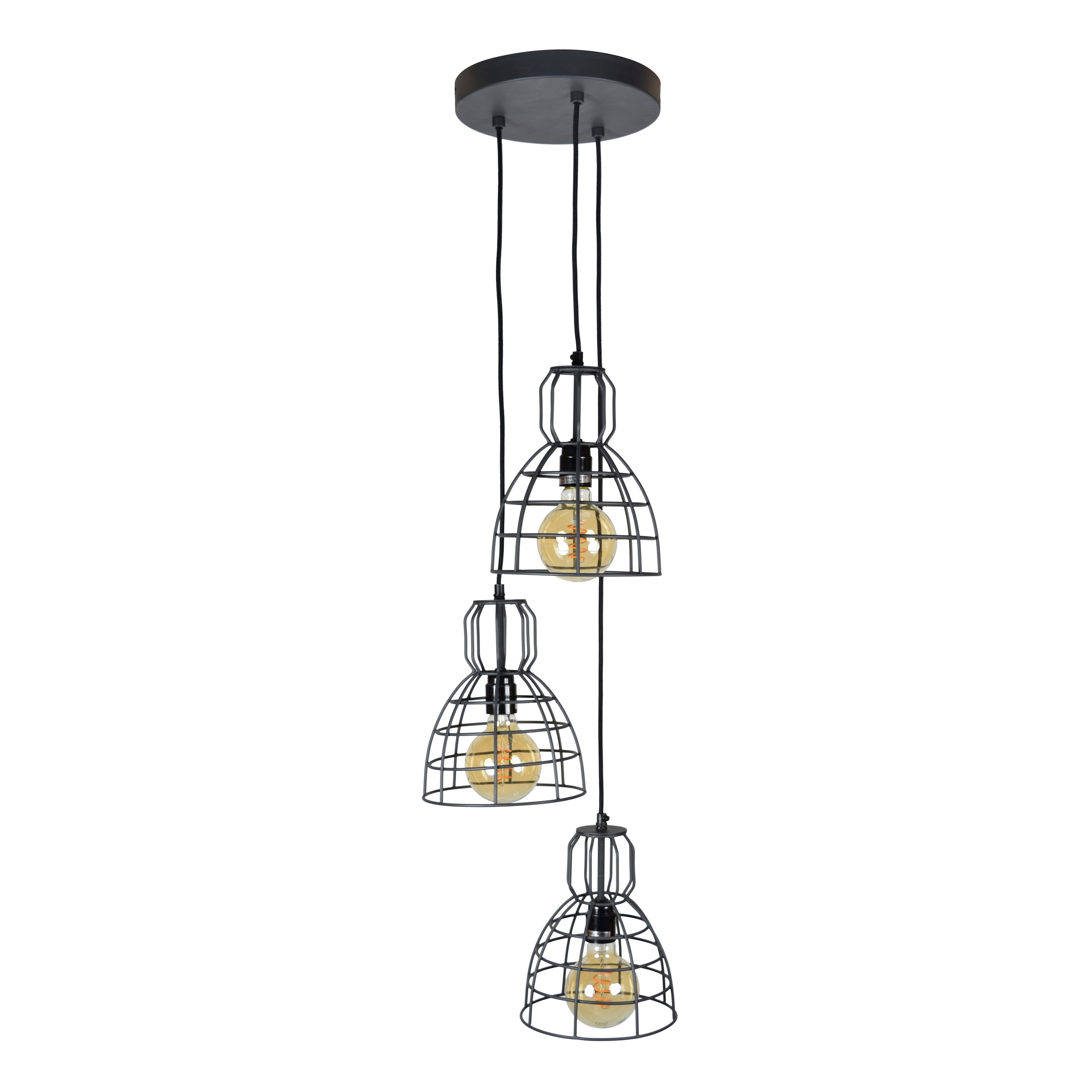 Urban Interiors 3‑licht hanglamp in Vintage Black – stijlvol en functioneel