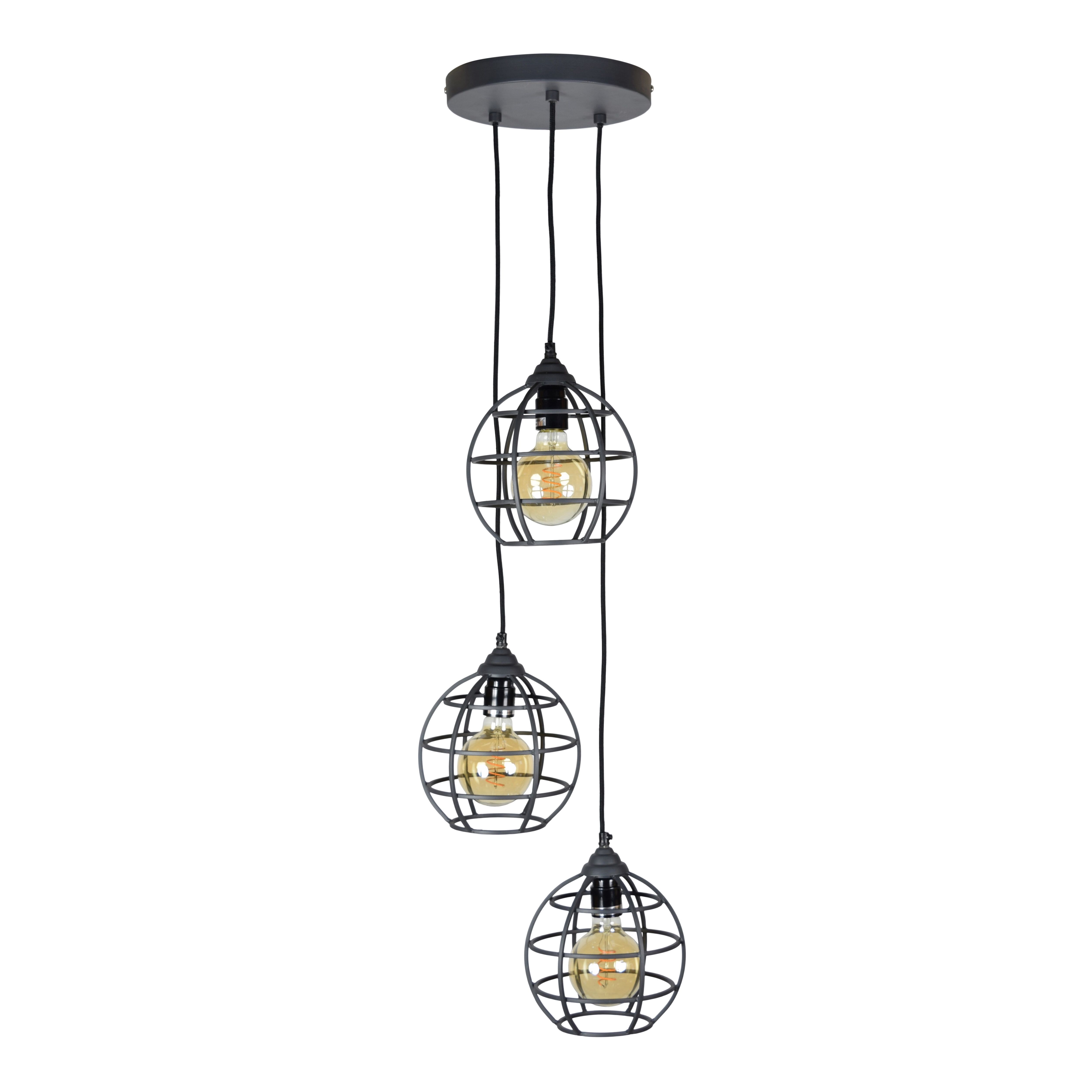 Urban Interiors 3‑licht hanglamp Vintage Black – Stijlvolle verlichting voor iedere ruimte