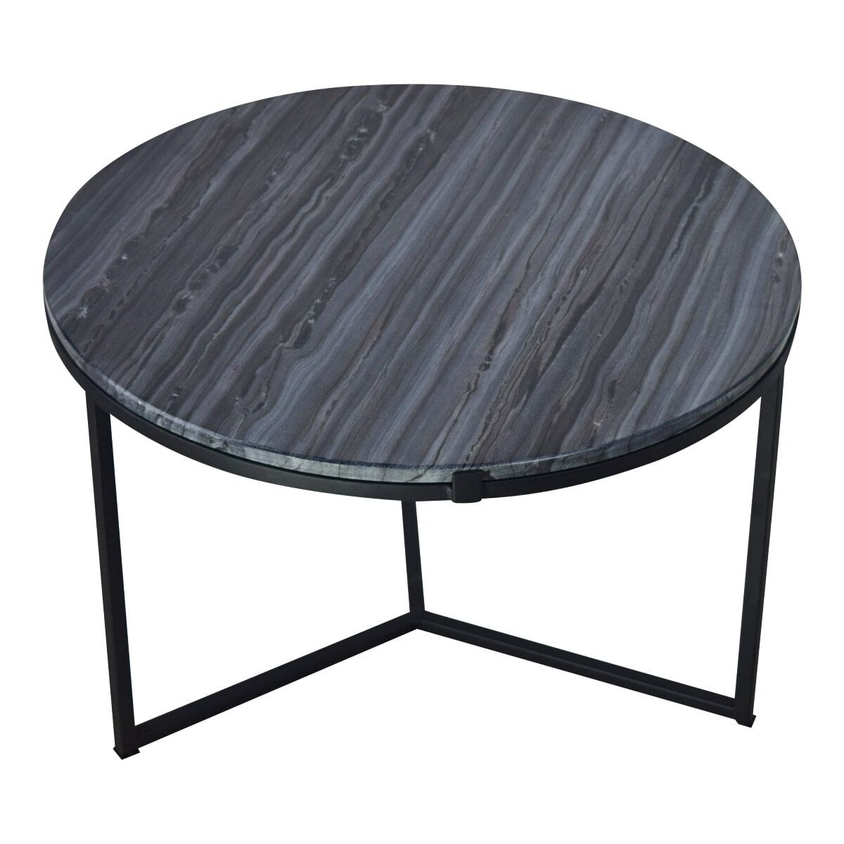 Urban Interiors Bijzettafel Loft 42 – Ronde marmerlook op een zwart metalen onderstel (Ø 60 cm)