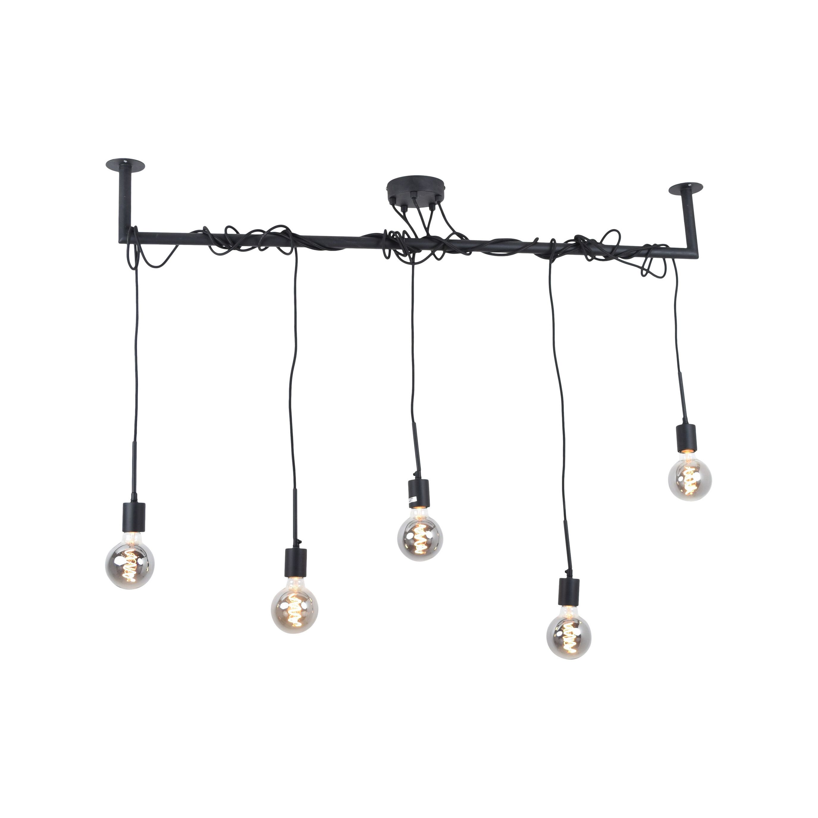 Urban Interiors Hanglamp Bar – 5‑lampen zwart, industrieel design