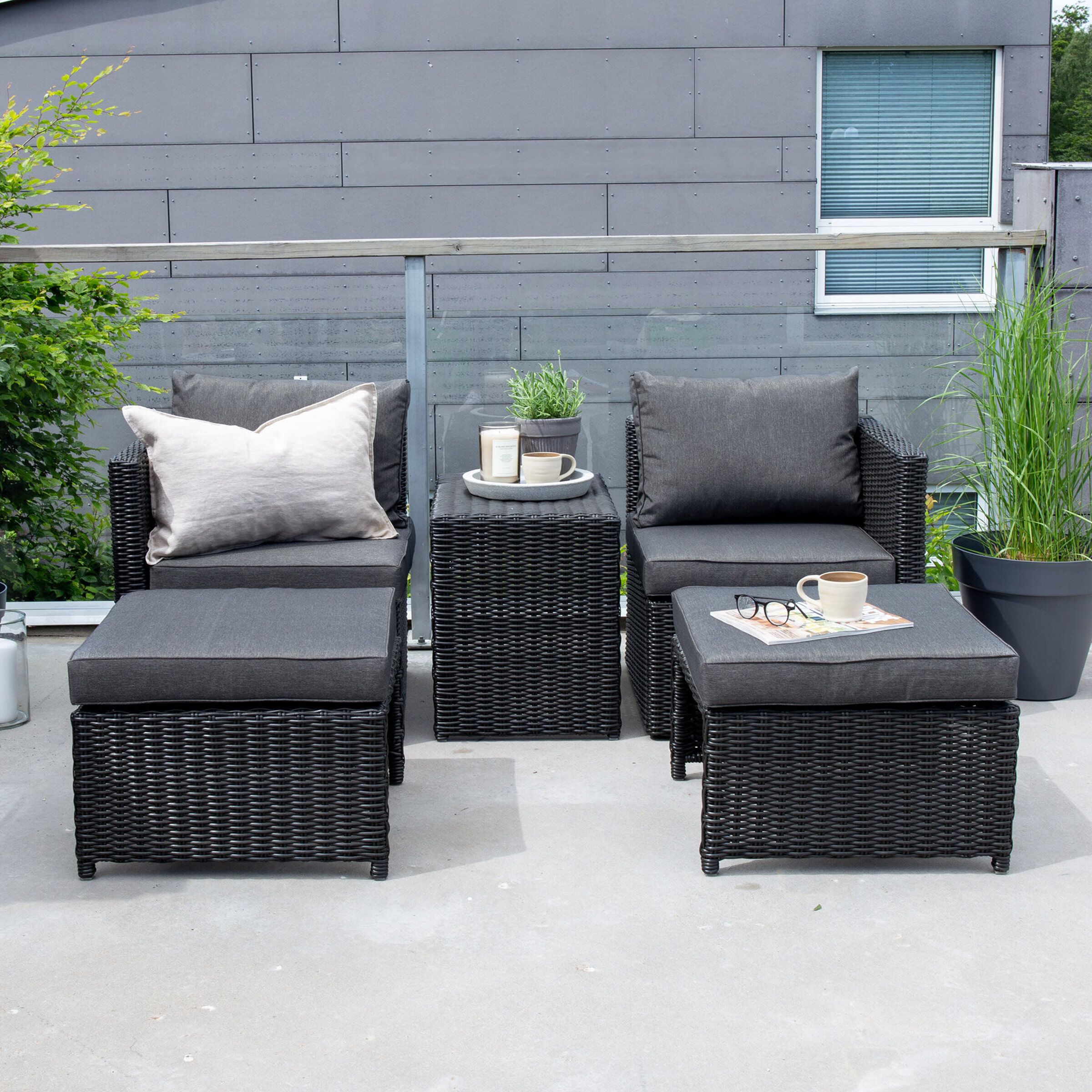 Valari Loungeset van Nohr – Zwarte elegantie voor terras en tuin