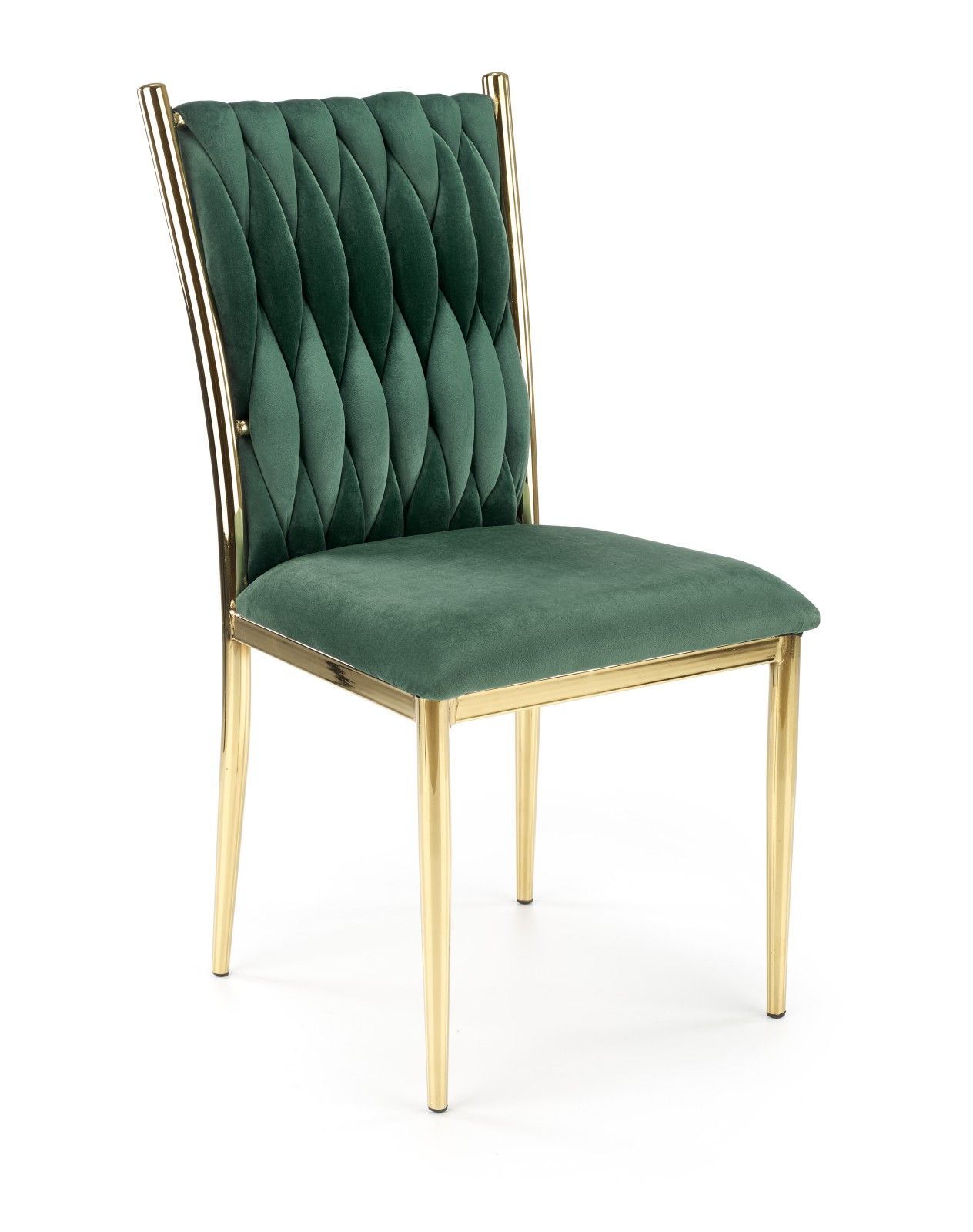 Valentino Eetkamerstoel – Donkergroene velvet met gouden poten