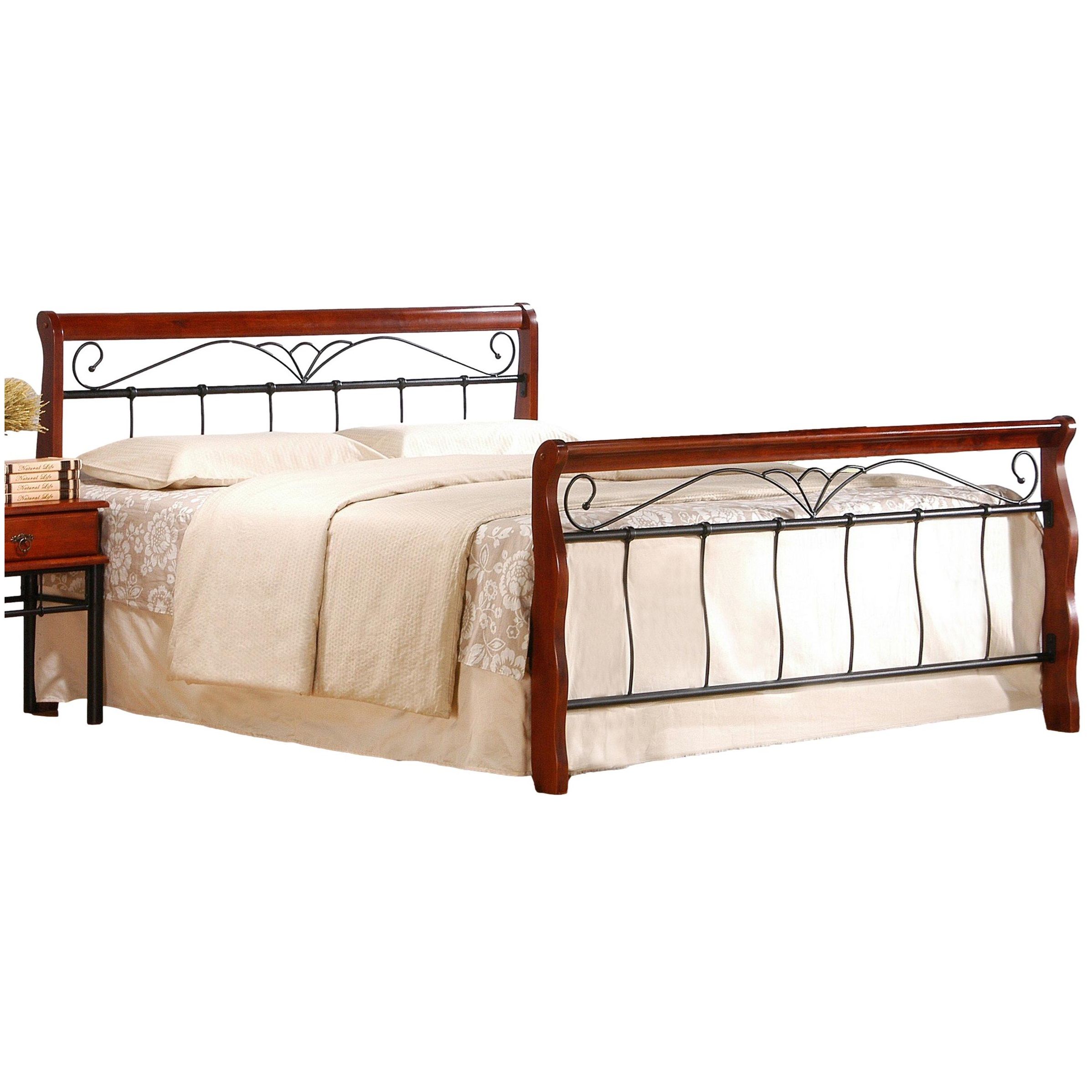 Veronica Tweepersoonsbed 160×200 cm – Zwart met Kers – Stijlvolle Slaapkamerbasis