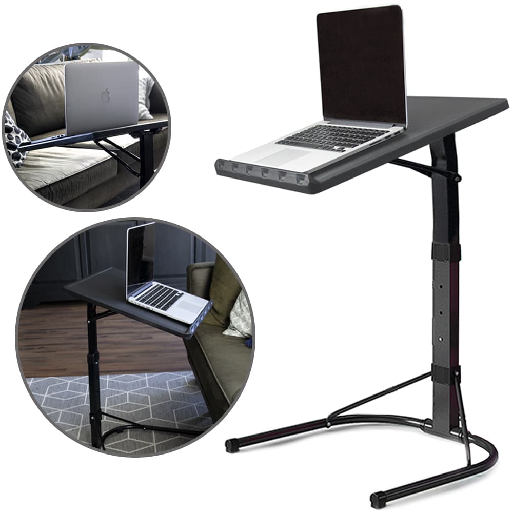 Verstelbare bijzettafel QUVIO – Compacte laptopstandaard in stijlvol grijs
