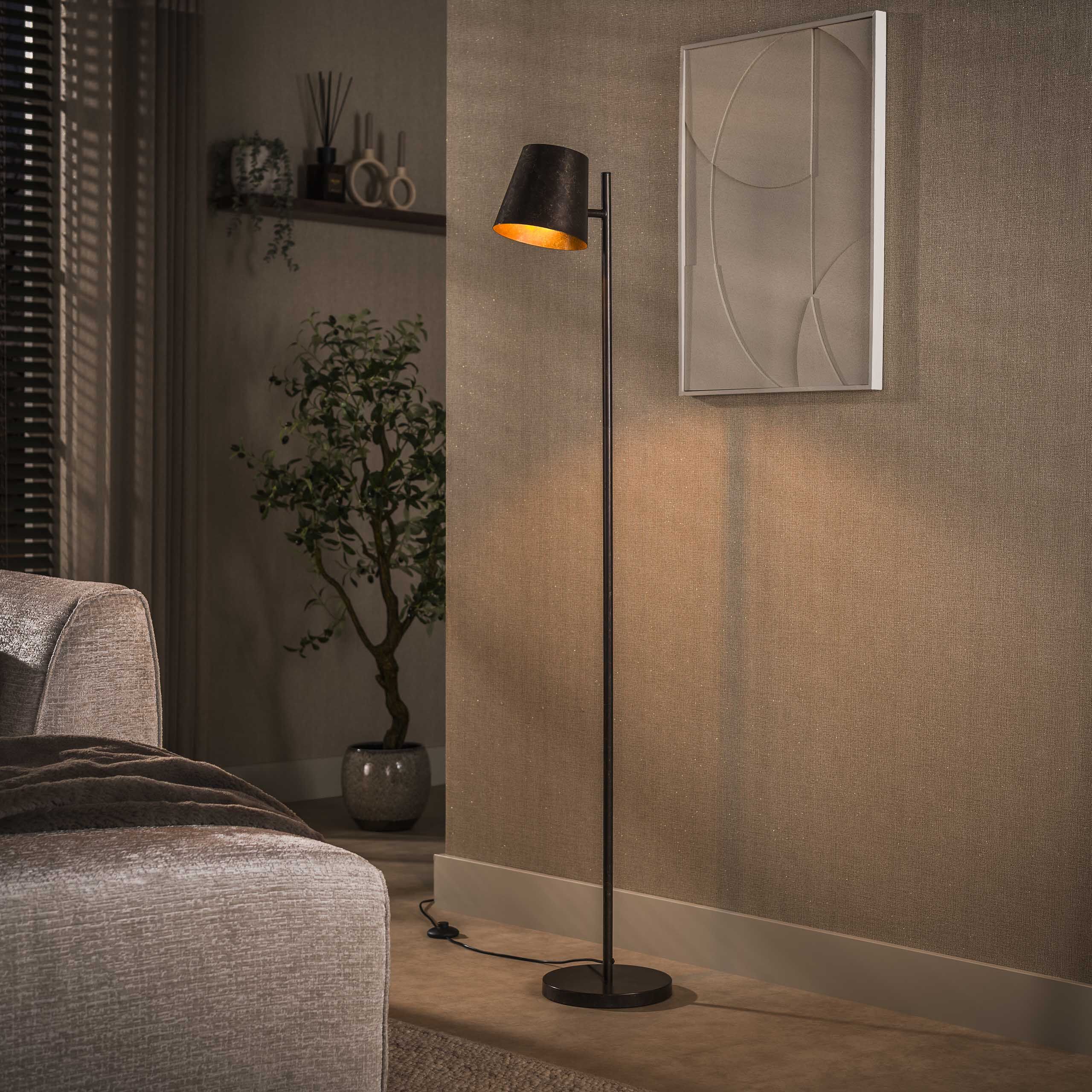 Verstelbare Vloerlamp Telly – 157 cm Urban Bruin van LifestyleFurn