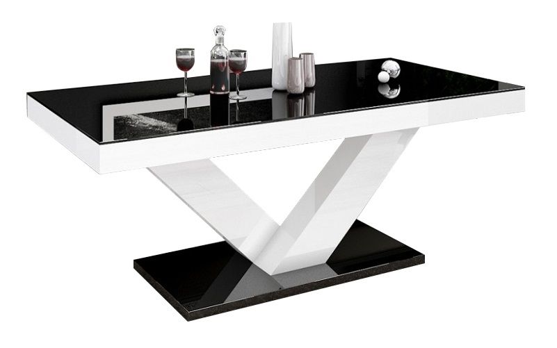 Victoria Mini salontafel – Hoogglans zwart‑wit, 120 cm breed