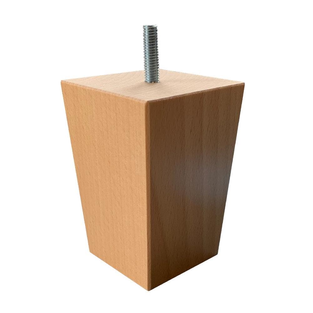 Vierkante massief houten meubelpoot 7×7 cm – 10 cm hoog, M8 schroefdraad